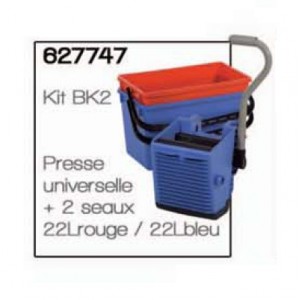 Kit BK2 Presse universelle + 2 seaux 22L rouge / 22L bleu - NUMATIC